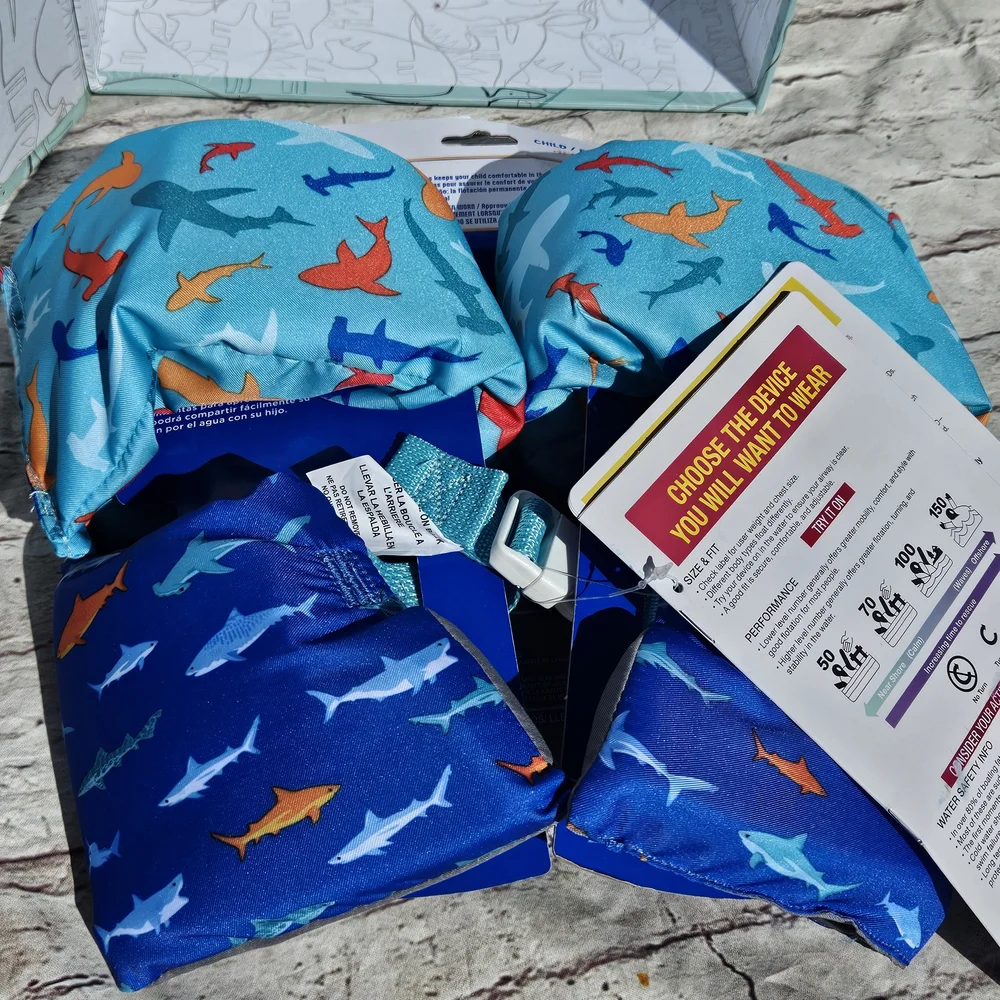 SwimWays Shark Print Swim Trainer Life Jacket 33-55lbs